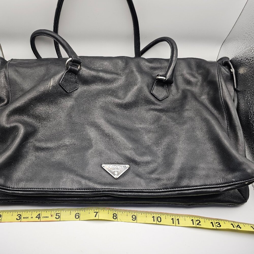 Prada Black Leather Shoulder Bag with Silver Hardware - Picture 8 of 16